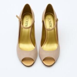 J.Crew Cossette Mary Jane Peep Toe Pumps Size 8 Pink Suede Patent Leather